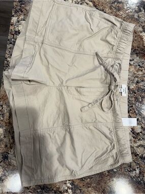 Banana Republic High Waist Drawstring Shorts in Light Beige